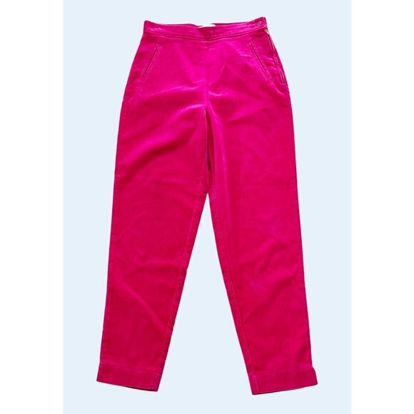 Vintage UNITED COLORS of BENETTON Pink Velvet High Waisted Pants Sz 26 - Picture 2 of 7